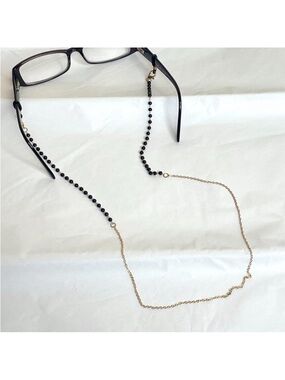 New Black Beaded & Gold Chain Eyeglass / Mask Holder